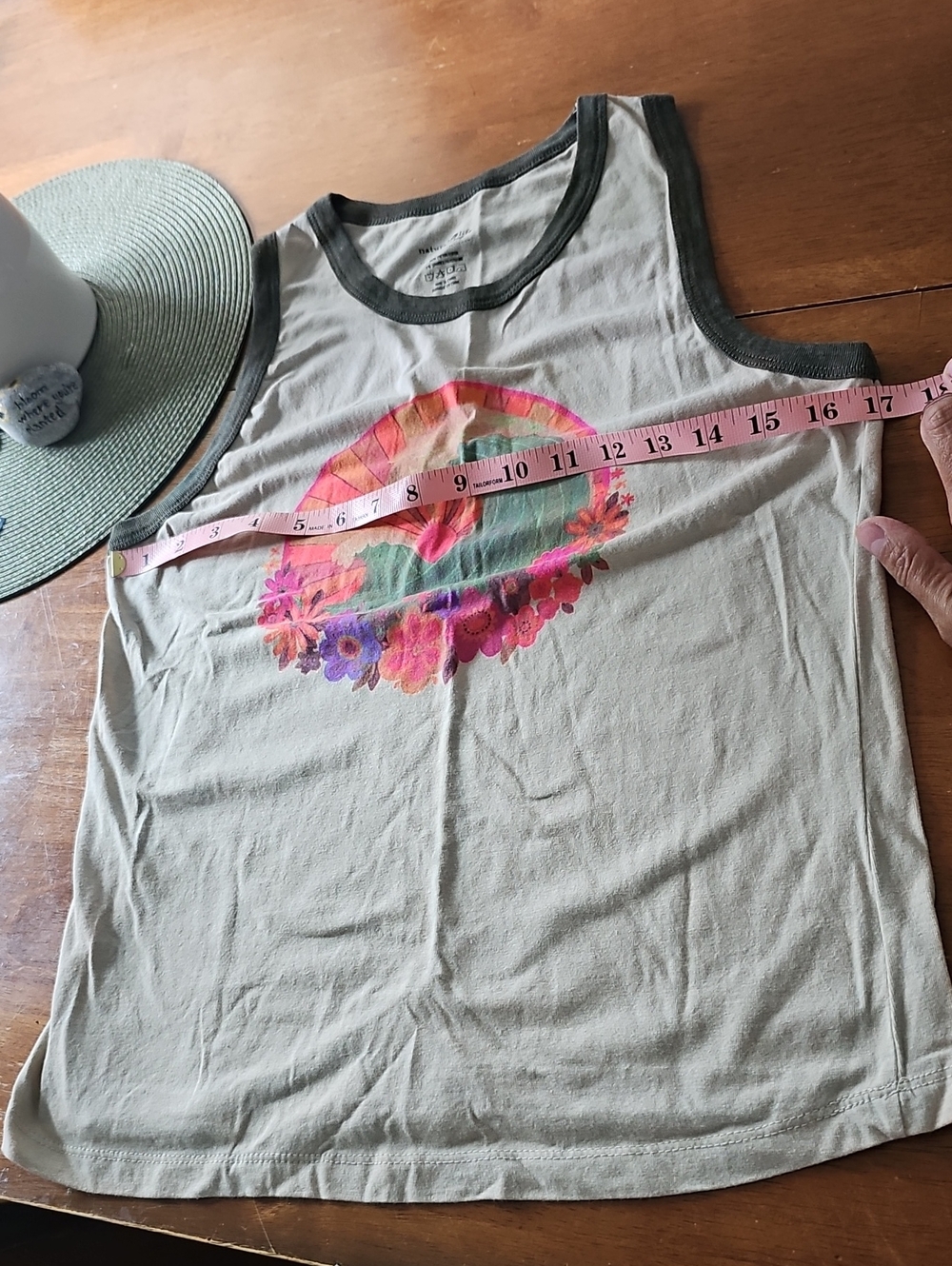 NATURAL LIFE Cream Ringer Tee with Dark Green trim - Picture 6 of 6